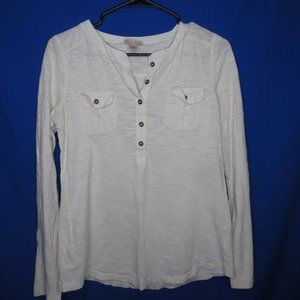 Long Sleeve Henley Tee with Chest Pockets